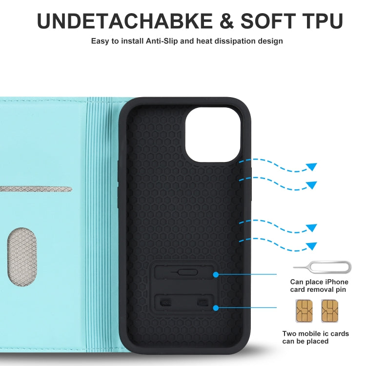 For iPhone 12 mini Rhombic MagSafe RFID Anti-Theft Wallet Leather Phone Case(Sky Blue) by bashfashion