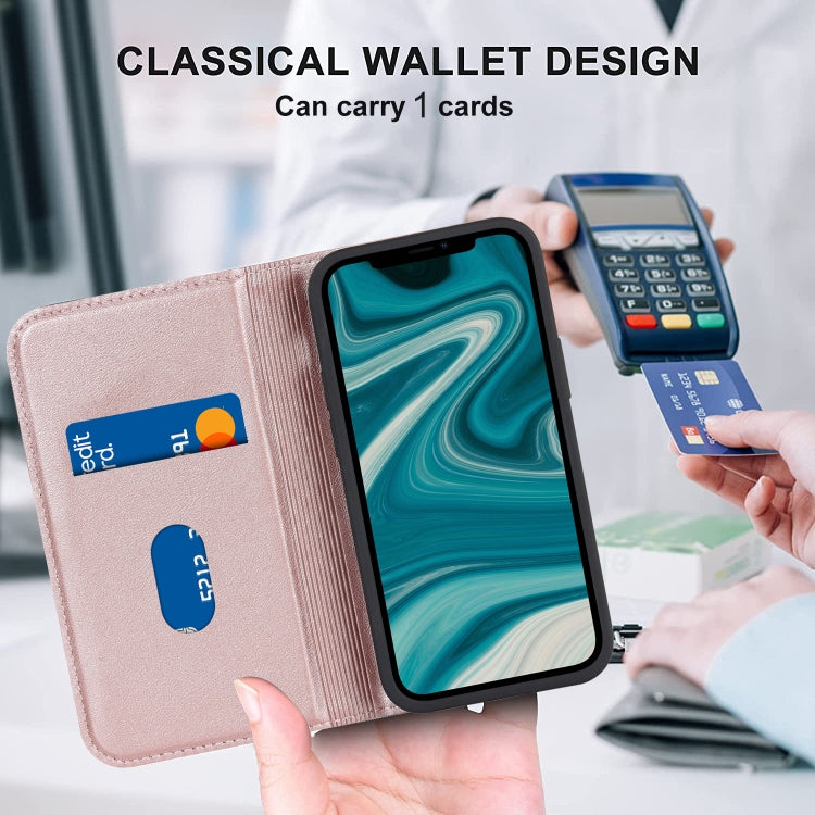 For iPhone 12 mini Rhombic MagSafe RFID Anti-Theft Wallet Leather Phone Case(Rose Gold) by bashfashion