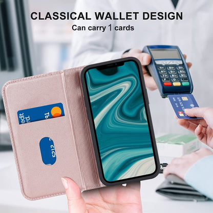 For iPhone 12 mini Rhombic MagSafe RFID Anti-Theft Wallet Leather Phone Case(Rose Gold) by bashfashion
