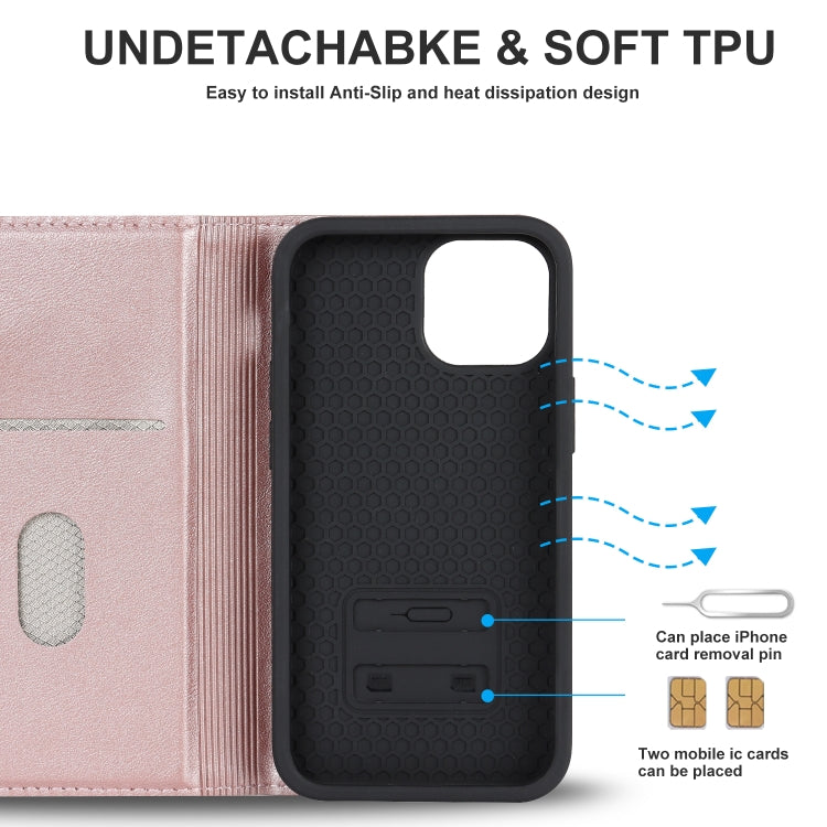 For iPhone 12 mini Rhombic MagSafe RFID Anti-Theft Wallet Leather Phone Case(Rose Gold) by bashfashion
