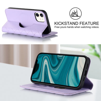For iPhone 12 mini Rhombic MagSafe RFID Anti-Theft Wallet Leather Phone Case(Purple) by bashfashion