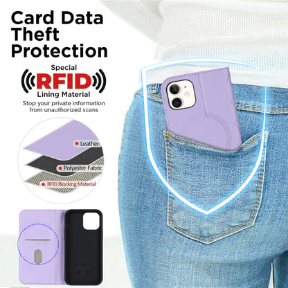 For iPhone 12 mini Rhombic MagSafe RFID Anti-Theft Wallet Leather Phone Case(Purple) by bashfashion