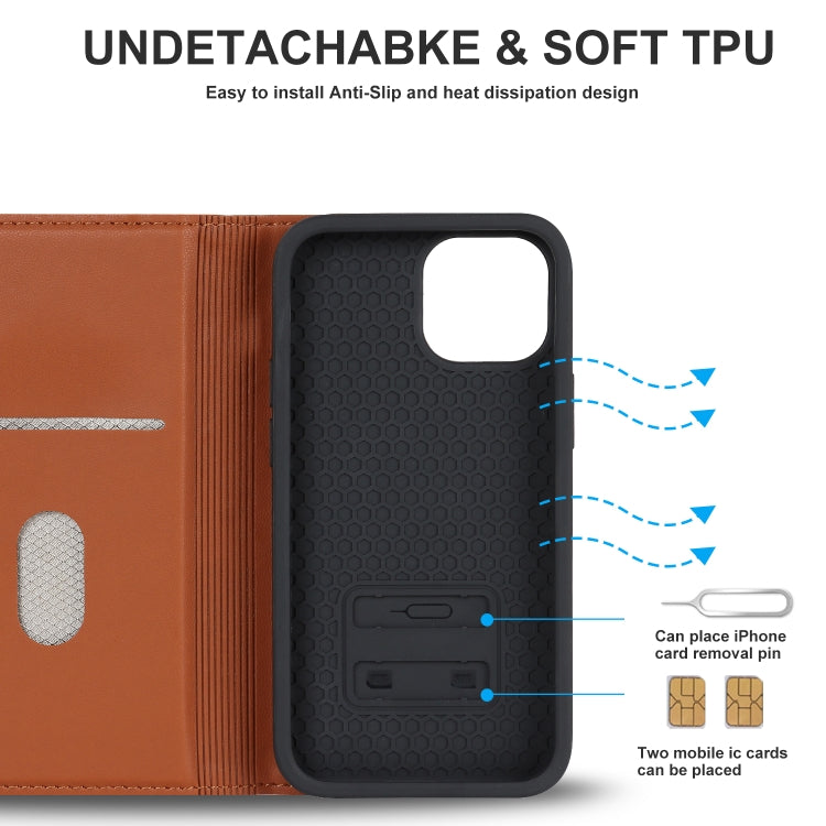 For iPhone 12 mini Rhombic MagSafe RFID Anti-Theft Wallet Leather Phone Case(Brown) by bashfashion