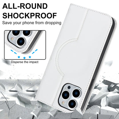 For iPhone 12 Pro Max Rhombic MagSafe RFID Anti-Theft Wallet Leather Phone Case(White) by bashfashion