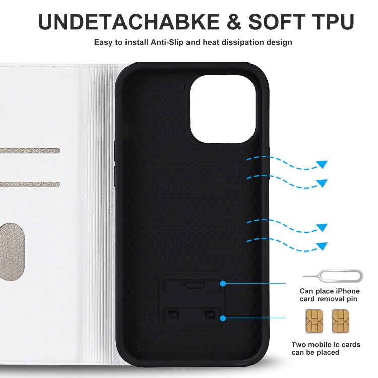 For iPhone 12 Pro Max Rhombic MagSafe RFID Anti-Theft Wallet Leather Phone Case(White) by bashfashion