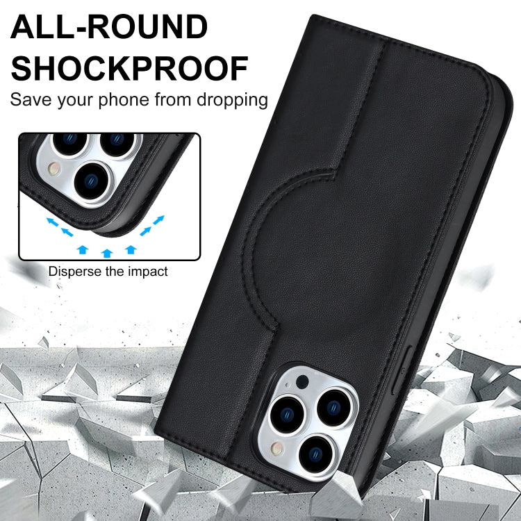 For iPhone 12 Pro Max Rhombic MagSafe RFID Anti-Theft Wallet Leather Phone Case(Black) by bashfashion
