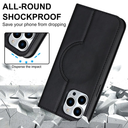 For iPhone 12 Pro Max Rhombic MagSafe RFID Anti-Theft Wallet Leather Phone Case(Black) by bashfashion