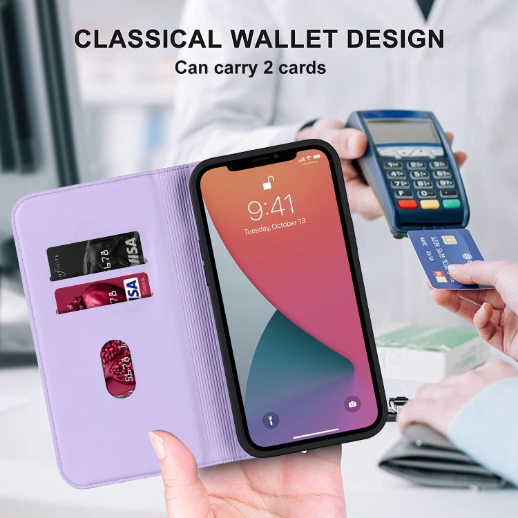 For iPhone 12 Pro Max Rhombic MagSafe RFID Anti-Theft Wallet Leather Phone Case(Purple) by bashfashion
