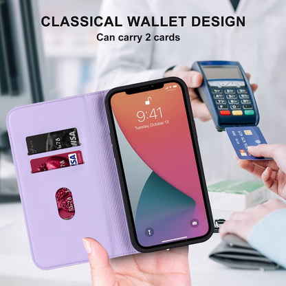 For iPhone 12 Pro Max Rhombic MagSafe RFID Anti-Theft Wallet Leather Phone Case(Purple) by bashfashion