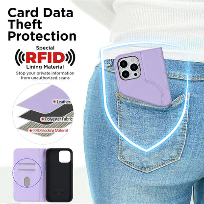 For iPhone 12 Pro Max Rhombic MagSafe RFID Anti-Theft Wallet Leather Phone Case(Purple) by bashfashion