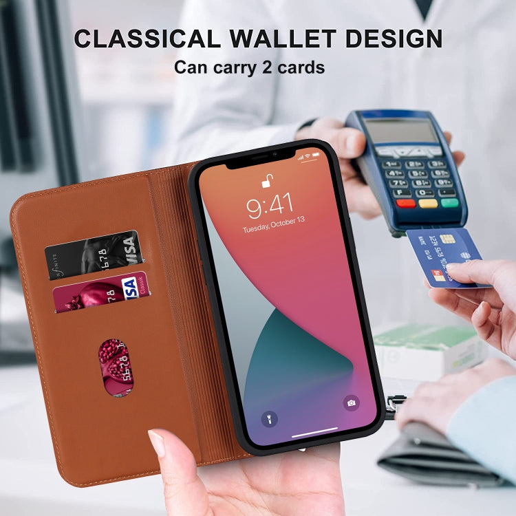 For iPhone 12 Pro Max Rhombic MagSafe RFID Anti-Theft Wallet Leather Phone Case(Brown) by bashfashion