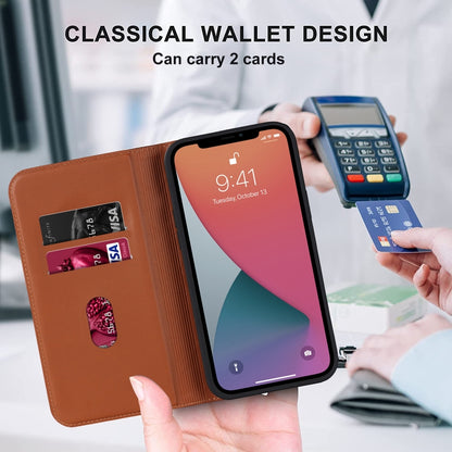 For iPhone 12 Pro Max Rhombic MagSafe RFID Anti-Theft Wallet Leather Phone Case(Brown) by bashfashion