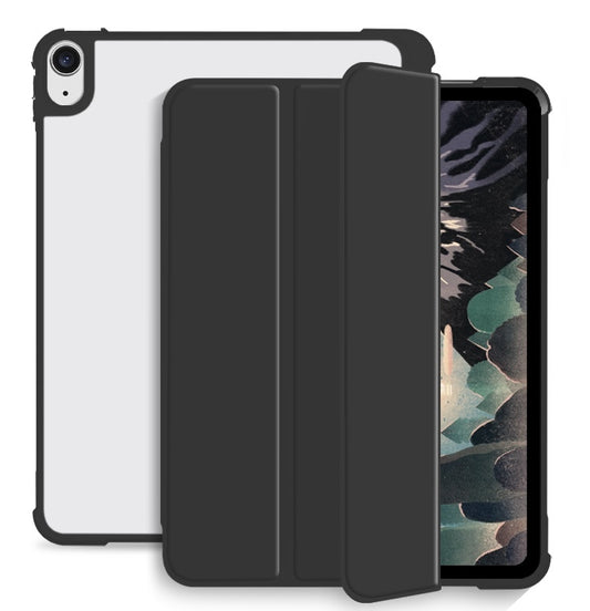 For iPad Air 2020 / 2022 10.9 3-fold Shockproof Smart Leather Tablet Case(Black) by bashfashion
