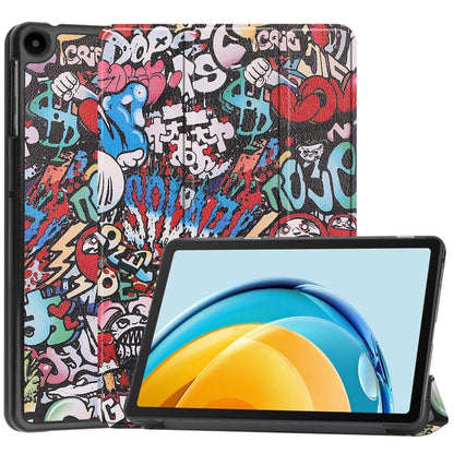 For Huawei Matepad SE 10.4 Custer Painted 3-Fold Holder Leather Tablet Case(Graffiti) by bashfashion