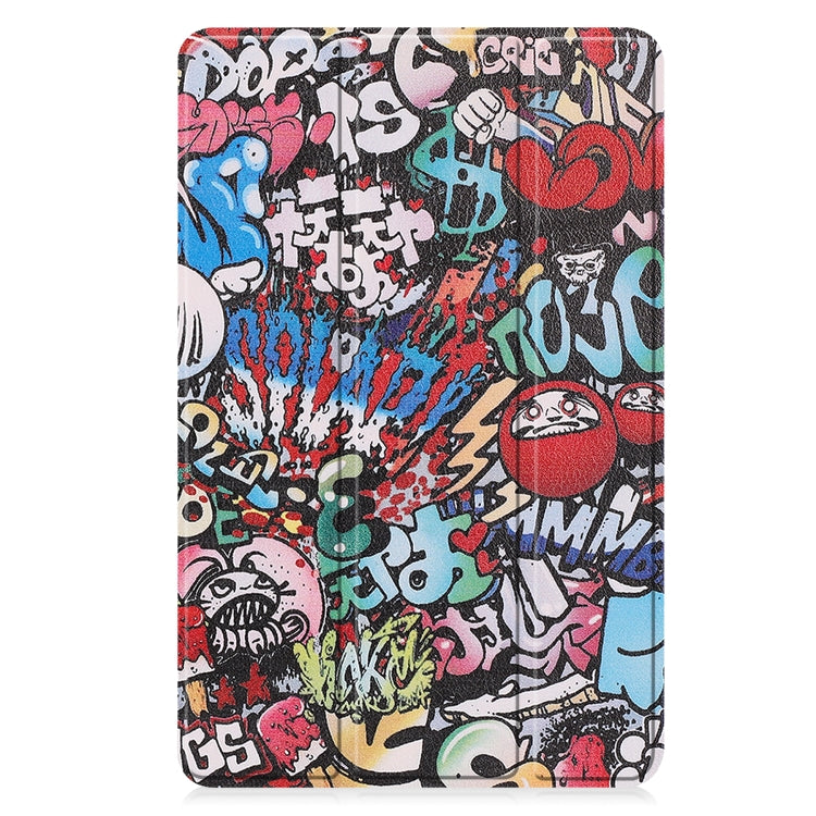For Huawei Matepad SE 10.4 Custer Painted 3-Fold Holder Leather Tablet Case(Graffiti) by bashfashion
