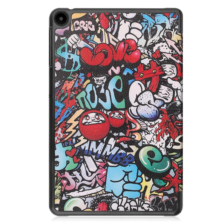 For Huawei Matepad SE 10.4 Custer Painted 3-Fold Holder Leather Tablet Case(Graffiti) by bashfashion