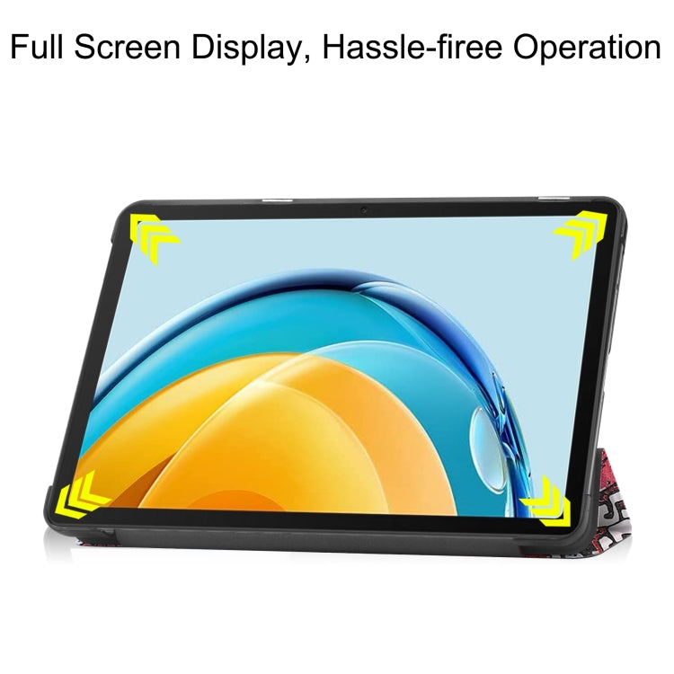 For Huawei Matepad SE 10.4 Custer Painted 3-Fold Holder Leather Tablet Case(Graffiti) by bashfashion