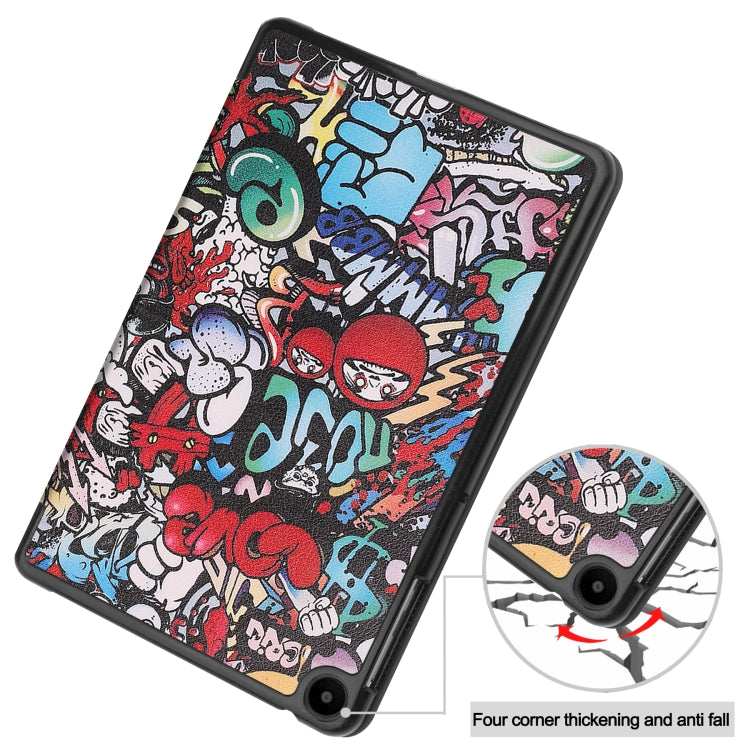 For Huawei Matepad SE 10.4 Custer Painted 3-Fold Holder Leather Tablet Case(Graffiti) by bashfashion