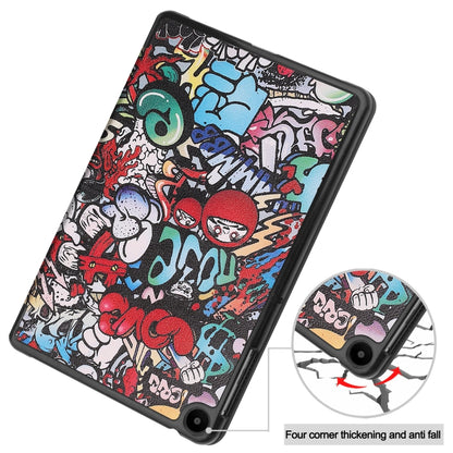 For Huawei Matepad SE 10.4 Custer Painted 3-Fold Holder Leather Tablet Case(Graffiti) by bashfashion