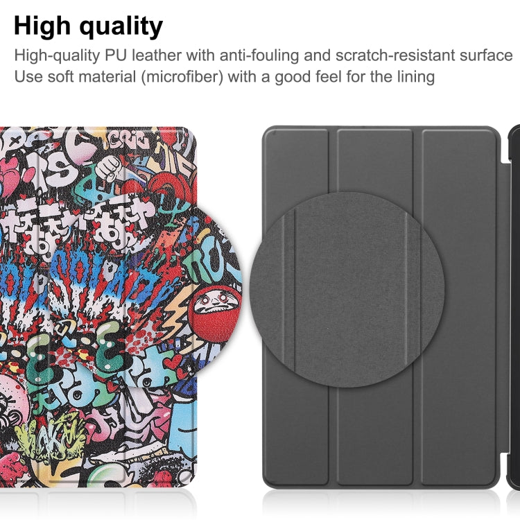 For Huawei Matepad SE 10.4 Custer Painted 3-Fold Holder Leather Tablet Case(Graffiti) by bashfashion