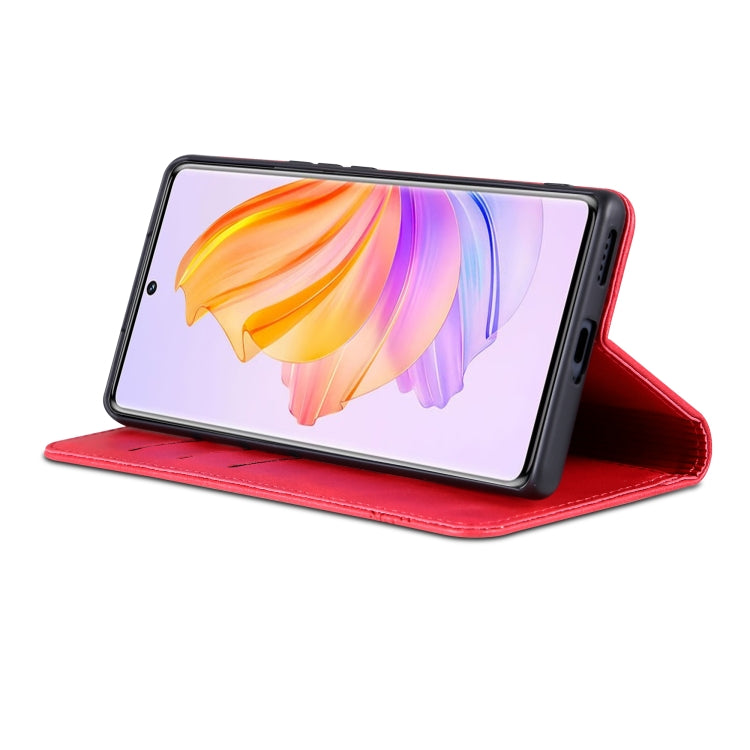 For Honor 80 SE AZNS Magnetic Calf Texture Flip Leather Phone Case(Red) by AZNS