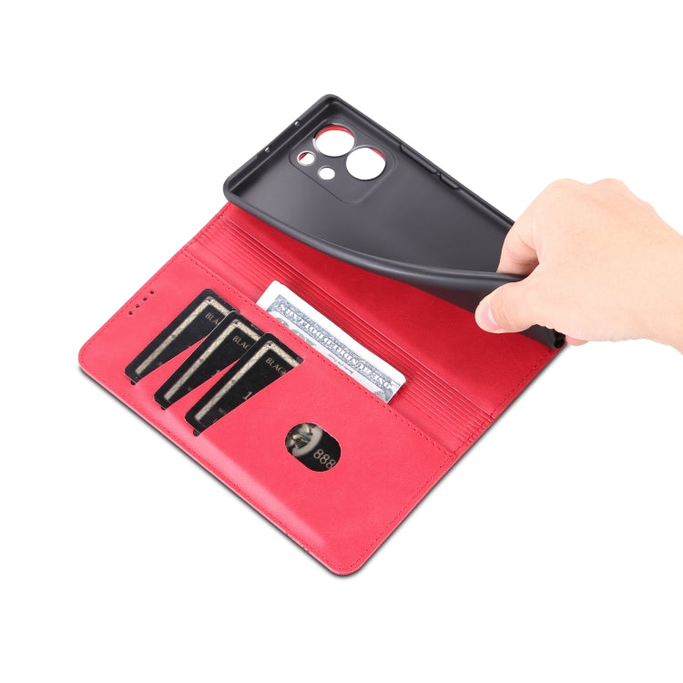 For Honor 80 SE AZNS Magnetic Calf Texture Flip Leather Phone Case(Red) by AZNS