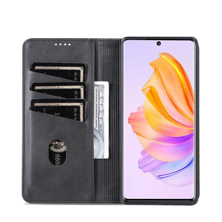 For Honor 80 SE AZNS Magnetic Calf Texture Flip Leather Phone Case(Black) by AZNS