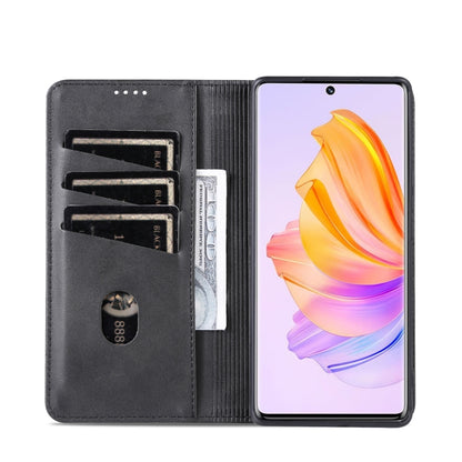 For Honor 80 SE AZNS Magnetic Calf Texture Flip Leather Phone Case(Black) by AZNS