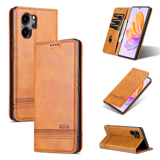 For Honor 80 SE AZNS Magnetic Calf Texture Flip Leather Phone Case(Light Brown) by AZNS