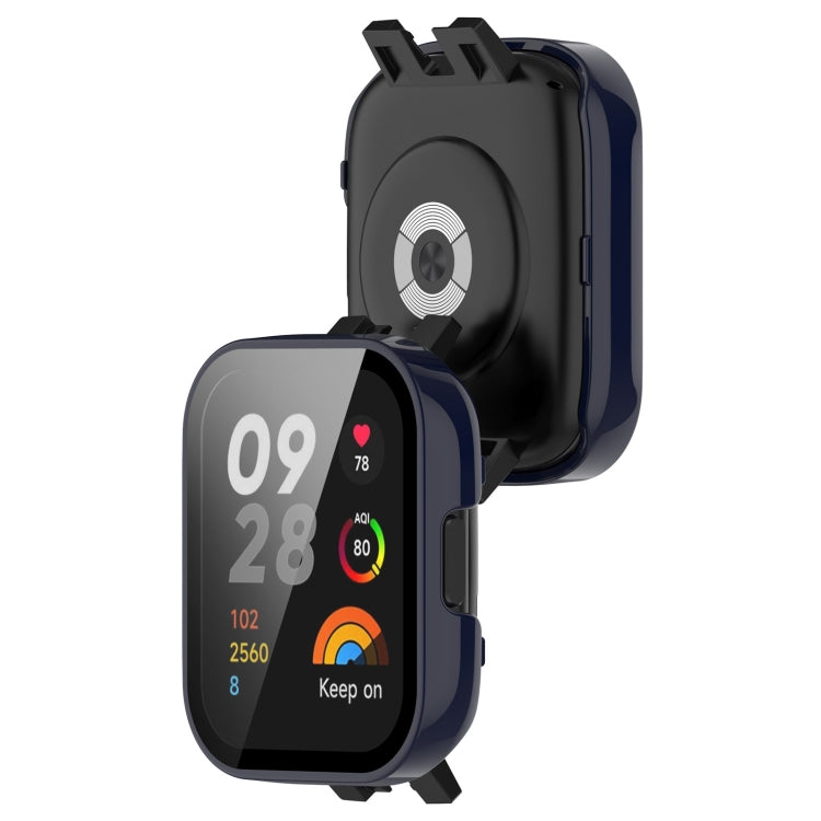 For Xiaomi Redmi Watch 3 PC + Tempered Film Integrated Watch Protective Case(Ink Blue) by bashfashion