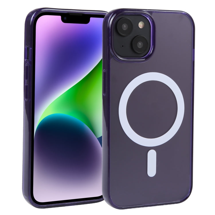 For iPhone 14 GEBEI MagSafe Magnetic Transparent Phone Case (Purple) by GEBEI