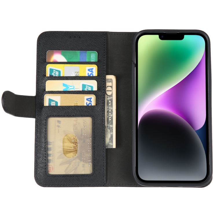 For iPhone 14 Plus GEBEI Top-grain Horizontal Flip Leather Phone Case(Black) by GEBEI