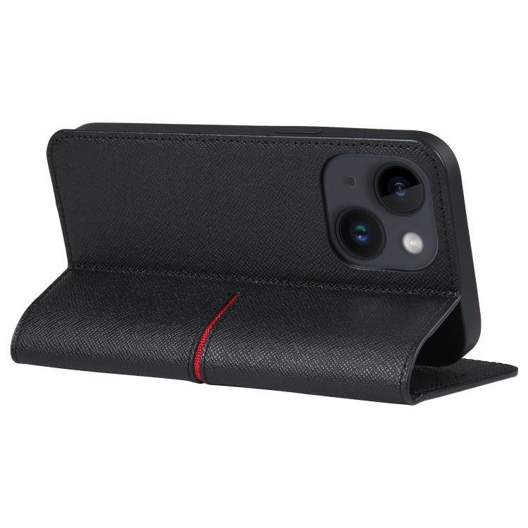 For iPhone 14 Plus GEBEI Top-grain Horizontal Flip Leather Phone Case(Black) by GEBEI
