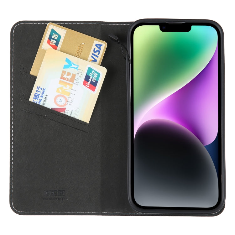 For iPhone 14 Plus GEBEI Top-grain Horizontal Flip Leather Phone Case(Black) by GEBEI