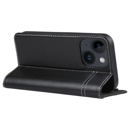 For iPhone 14 Plus GEBEI Top-grain Horizontal Flip Leather Phone Case(Black) by GEBEI