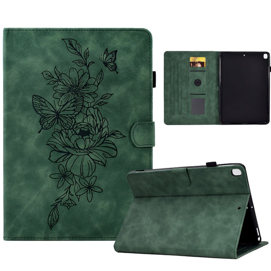 For Samsung Galaxy A7 Lite T220 / T225 Peony Butterfly Embossed Leather Tablet Case(Green) by bashfashion