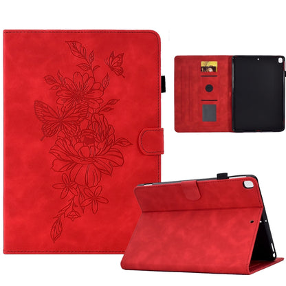 For Samsung Galaxy A7 Lite T220 / T225 Peony Butterfly Embossed Leather Tablet Case(Red) by bashfashion