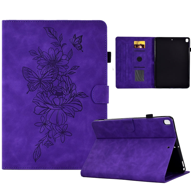 For Samsung Galaxy Tab A 10.1 2019 T510 / T515 Peony Butterfly Embossed Leather Tablet Case(Purple) by bashfashion