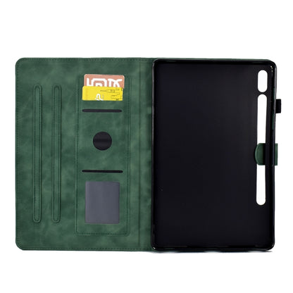 For Samsung Galaxy Tab S7 / S8 Peony Butterfly Embossed Leather Smart Tablet Case(Green) by bashfashion