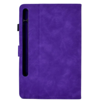 For Samsung Galaxy Tab S7 / S8 Peony Butterfly Embossed Leather Smart Tablet Case(Purple) by bashfashion