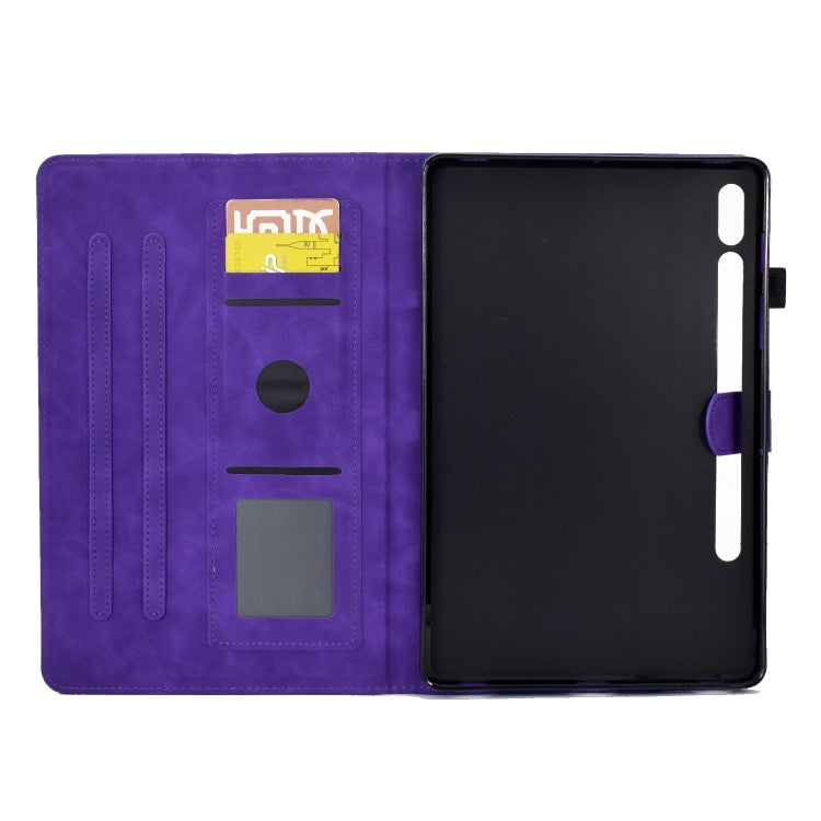 For Samsung Galaxy Tab S7 / S8 Peony Butterfly Embossed Leather Smart Tablet Case(Purple) by bashfashion