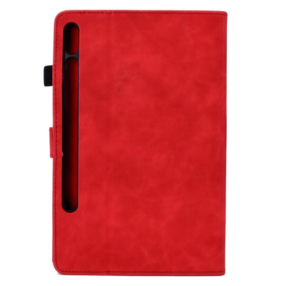 For Samsung Galaxy Tab S7 / S8 Peony Butterfly Embossed Leather Smart Tablet Case(Red) by bashfashion