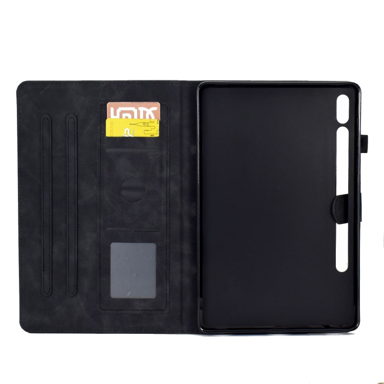 For Samsung Galaxy Tab S7 / S8 Peony Butterfly Embossed Leather Smart Tablet Case(Black) by bashfashion