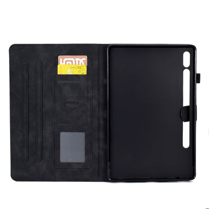 For Samsung Galaxy Tab S7 / S8 Peony Butterfly Embossed Leather Smart Tablet Case(Black) by bashfashion