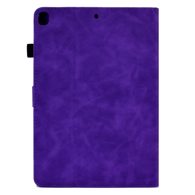 For Samsung Galaxy Tab A7 10.4 2020 T500 Peony Butterfly Embossed Leather Smart Tablet Case(Purple) by bashfashion