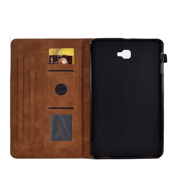 For Samsung Galaxy Tab A 10.1 2016 T580 Peony Butterfly Embossed Leather Smart Tablet Case(Brown) by bashfashion