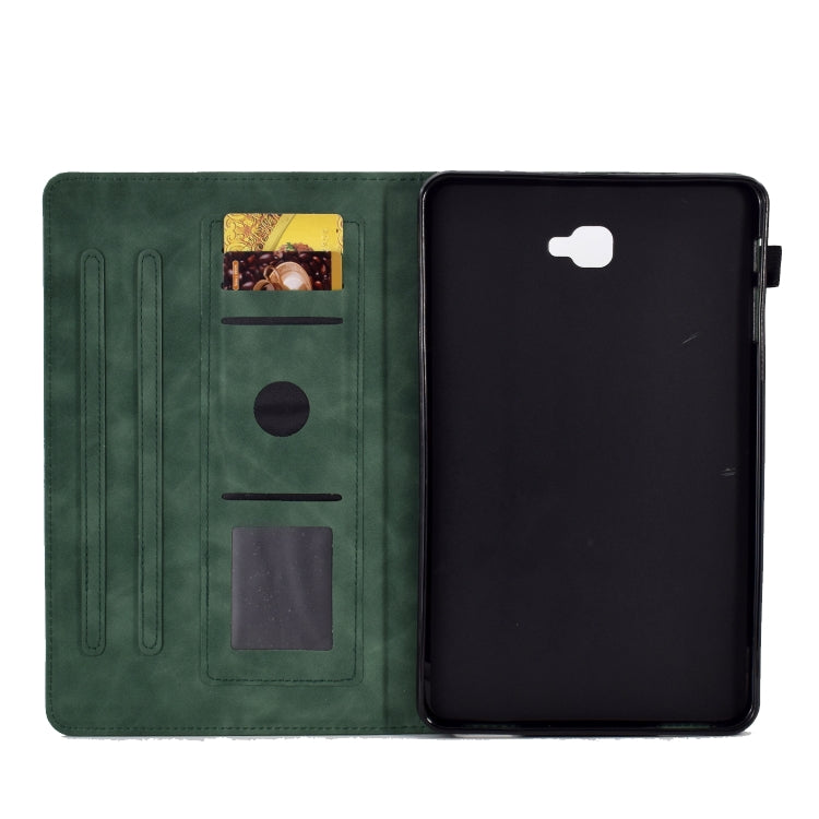 For Samsung Galaxy Tab A 10.1 2016 T580 Peony Butterfly Embossed Leather Smart Tablet Case(Green) by bashfashion