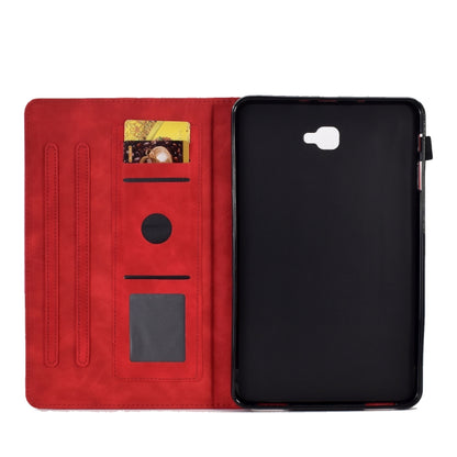 For Samsung Galaxy Tab A 10.1 2016 T580 Peony Butterfly Embossed Leather Smart Tablet Case(Red) by bashfashion