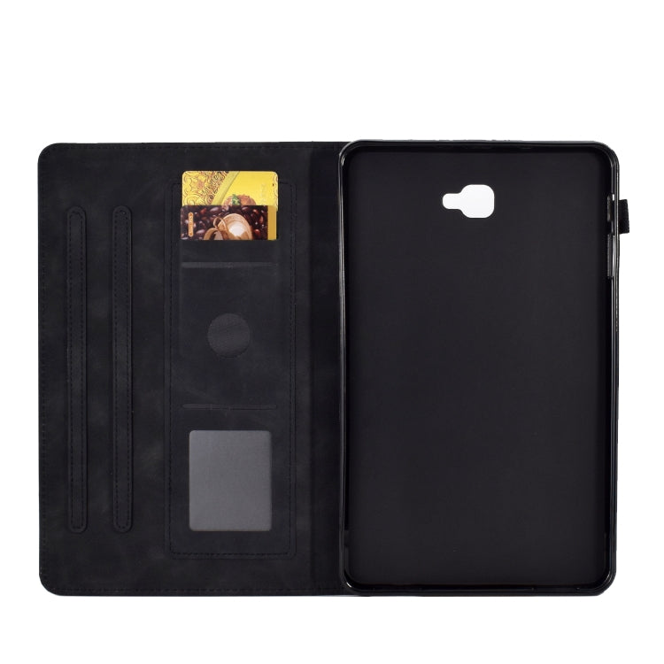 For Samsung Galaxy Tab A 10.1 2016 T580 Peony Butterfly Embossed Leather Smart Tablet Case(Black) by bashfashion