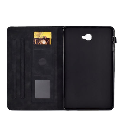 For Samsung Galaxy Tab A 10.1 2016 T580 Peony Butterfly Embossed Leather Smart Tablet Case(Black) by bashfashion